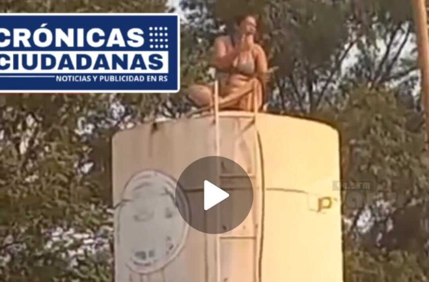  Por falta de agua en su barrio, mujer amenazó en lanzarse desde la altura.