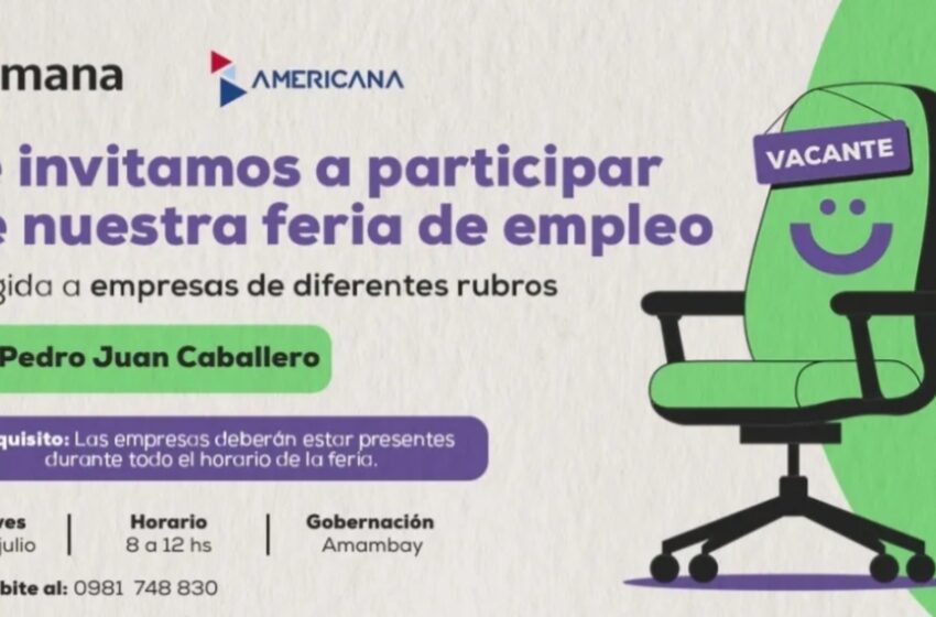  ¡Oportunidad laboral en Pedro Juan Caballero! Feria de Empleos en la Gobernación de Amambay 