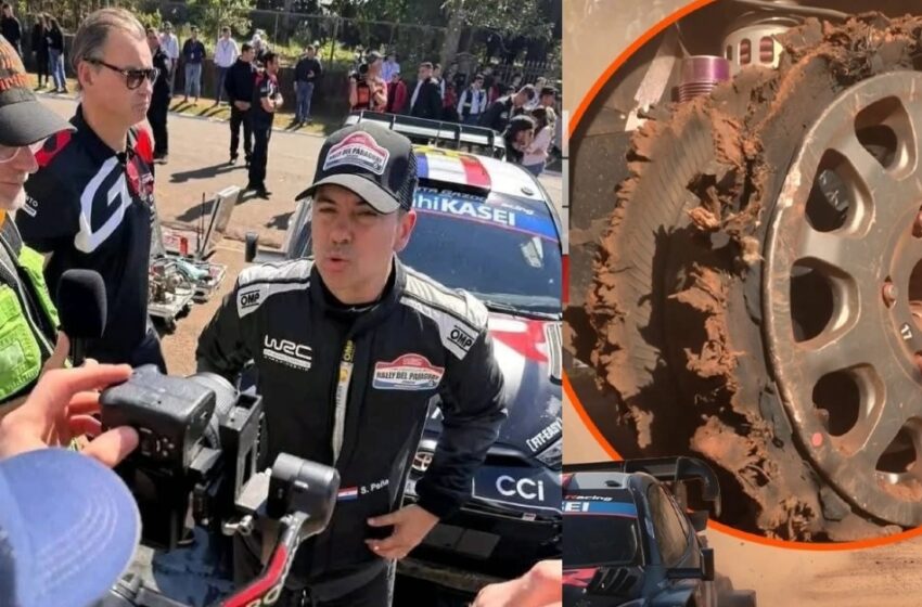  ¿Presi tyeraku? Así quedó la rueda del francés que alzó a Santi de copiloto en el Rally