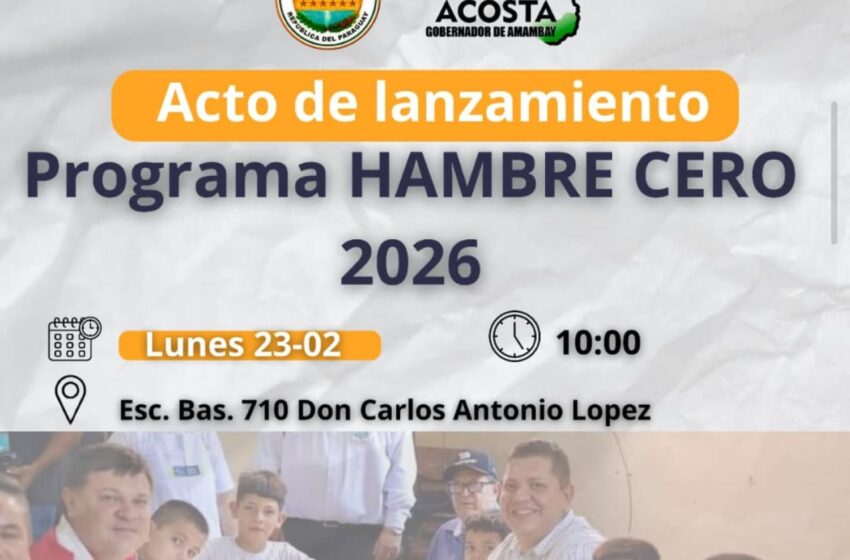  Lanzarán el programa “Hambre Cero 2026” este lunes en Amambay
